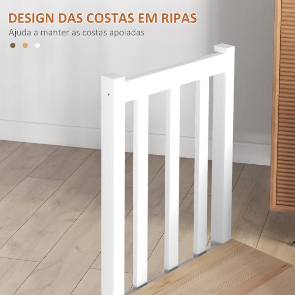 Conjunto de 2 Cadeiras de Sala de Jantar com Encosto de Ripas Estrutura de Madeira de Pinho 38,5x47,5x99 cm Branco