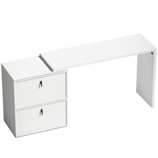 Secretária Reversível em Forma de L com 2 Gavetões Arquivadores Design Moderno para Espaços Pequenos Escritório Branco
