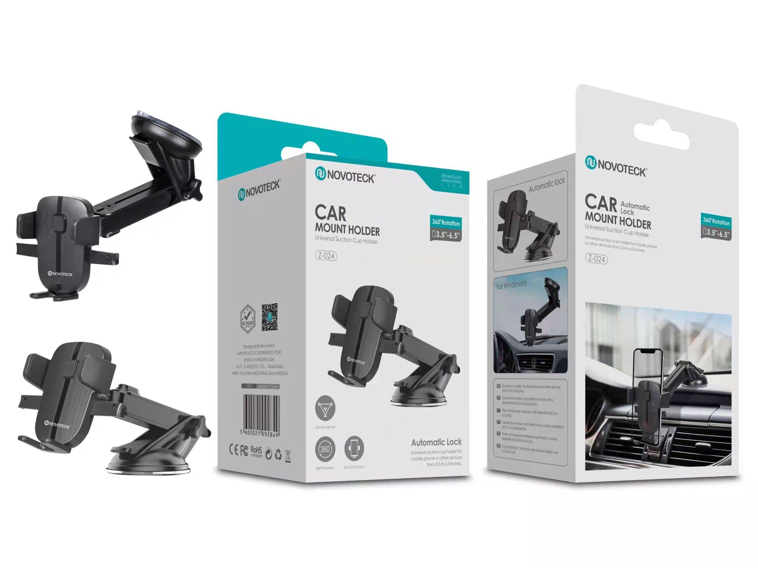 Suporte para Telemóvel com Bloqueio Automático e Rotação 360° - Compatível com 3,5'' - 6,5'' Z - 024