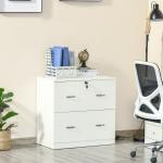 Arquivador de Escritório Armário de Arrumação de Escritório com Fechadura e 2 Chaves 74x42x72cm Branco