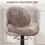 Conjunto de 2 Bancos de Bar Giratórios em Chenille com Altura Ajustável 62 - 83 cm, Encosto e Apoio para os Pés, Moka
