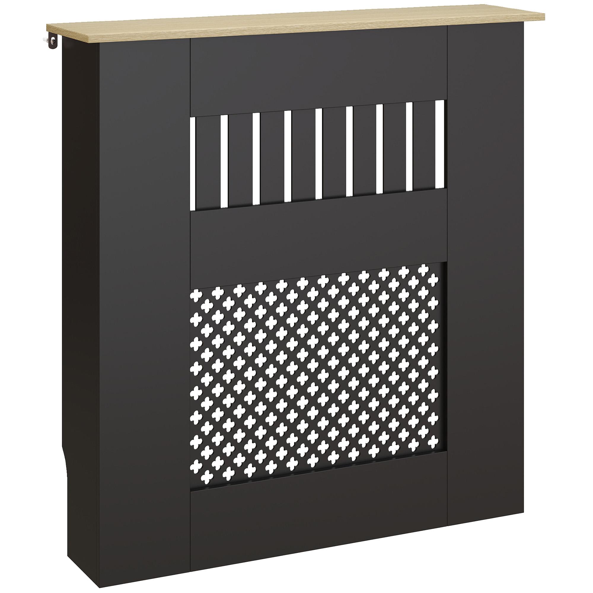 Cobertura para Radiadores Proteção Radiador de MDF 78x19x81 cm Desenho Moderno de Ripas Preto