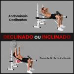 Banco de Musculação Multifuncional Inclinável com Suporte para Barra Ajustável Extensão de Pernas Curl de Predicador 180x134x113 - 136 cm Preto
