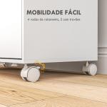 Móvel de Engomar de Madeira com Rodas Barra para Pendurar Roupa Prateleira Aberta e Tábua Dobrável 107x42,5x99 cm Branco