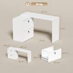 Secretária Reversível em Forma de L com 2 Gavetões Arquivadores Design Moderno para Espaços Pequenos Escritório Branco
