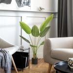 Planta Artificial Decorativa 109 cm Bananeira Artificial com Vaso e Folhas para Interior Casa Sala de Estar Escritório Verde