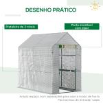 Estufa de Jardim Estufa Caseira com 4 Prateleiras Porta Enrolável Cobertura de PE 140g/m² e Estrutura de Aço para Cultivos de Plantas Flores 120x186x190cm Branco