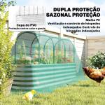 Caixa de Plantio Grande com Cobertura de Estufa e Rede Fundo Aberto para Jardim Terraço 200x60x103 cm Prateado