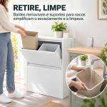 Caixote do Lixo de Reciclagem 4x15 L (60 L), 4 Compartimentos Estreitos em Aço, Fecho Suave, Branco