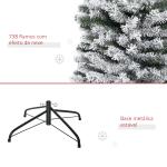 Árvore de Natal 225 cm Árvore de Natal Artificial Nevado com 738 Ramos e Suporte de Metal Verde e Branco