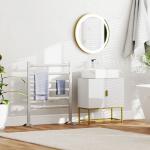 Móvel para Lavatório Pousar Moderno com 2 Portas e Pés de Aço 60x30x65 cm Branco e Dourado
