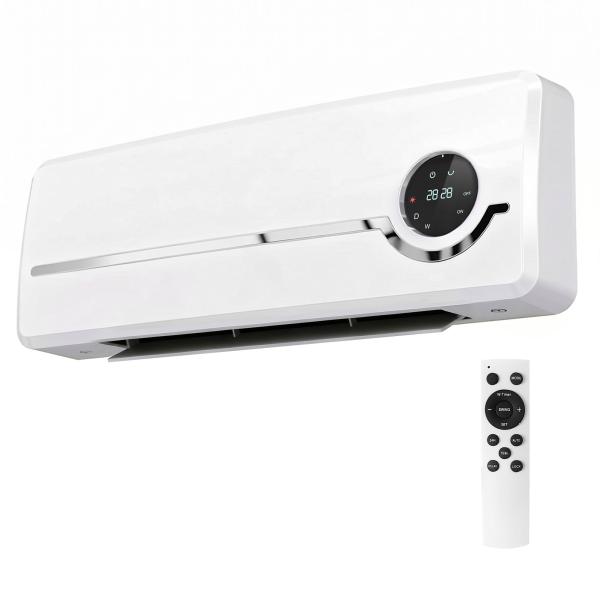 Aquecedor Elétrico de Baixo Consumo de Parede 2000W com 3 Modos Ecrã LED Termostato Temporizador e Oscilação Branco