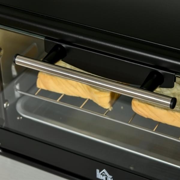 Mini Forno Elétrico 10 Litros 750W com Temperatura até 230°C Temporizador 60 Minutos Bandeja e Grade 36,5x26x22cm Preto