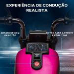 Motocicleta Elétrica para Crianças de 18 - 36 Meses com Bateria 6V Farol e Rodas Auxiliares Removíveis 76x42x57 cm Rosa
