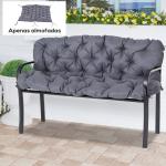 Almofada para Banco com Encosto 120x110x12cm Almofada de Banco de 2 Lugares para Jardim Terraço Balcão Exterior Cinza