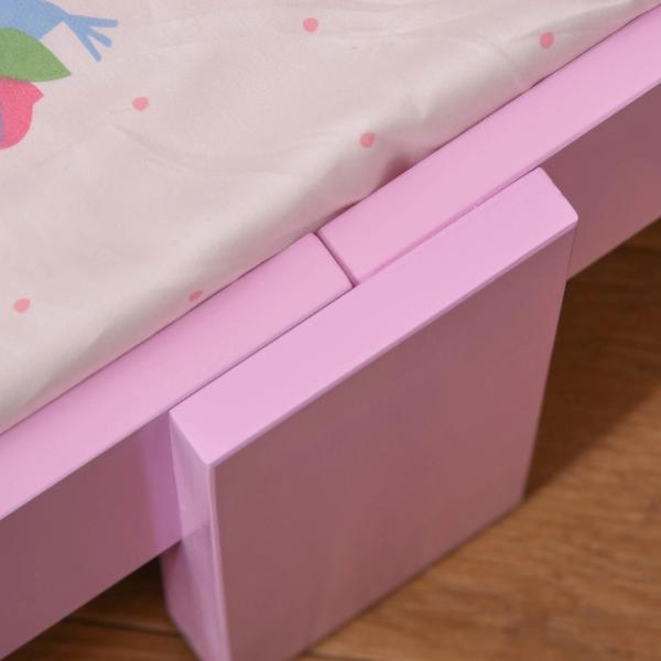 Cama Infantil Meninas c/ Barreira de Proteção 143x73 cm Carga Máx. 50kg para Crianças acima de 3 Anos Rosa