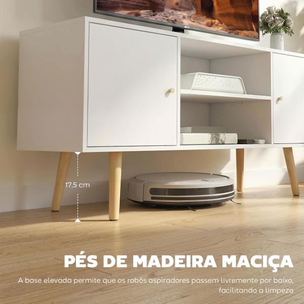 Móvel de TV para Televisores de até 55 Polegadas com 2 Portas 2 Prateleiras de Armazenamento 120x34x50cm Branco