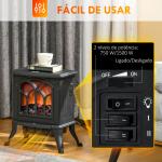 Lareira Elétrica 750/1500 W Lareira Decorativa com 2 Níveis de Potência Efeito Chama Área de Cobertura 15 - 20 m² 37,3x23,1x44 cm Preto