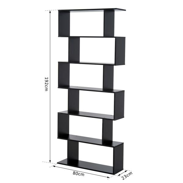 Estante Alto Livraría de 6 Estantes para Sala de Jantar Desenho Moderno 80x23x192cm Preto