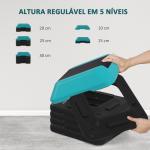 Step para Exercício Aeróbico Plataforma Step Antideslizante com Altura Ajustável de 10/15/20/25/30 cm Azul