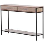 Mesa Tipo Consola de Estilo Industrial com 2 Gavetas e Prateleira Inferior 120x30x81,5cm Carvalho e Preto