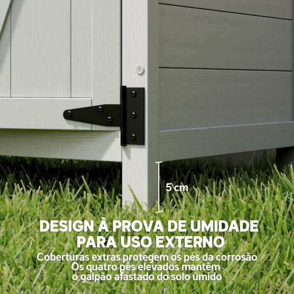 Armário de Jardim de Madeira 75x40x90 cm Armário para Armazenamento de Ferramentas com 4 Prateleiras 2 Portas Cinzento