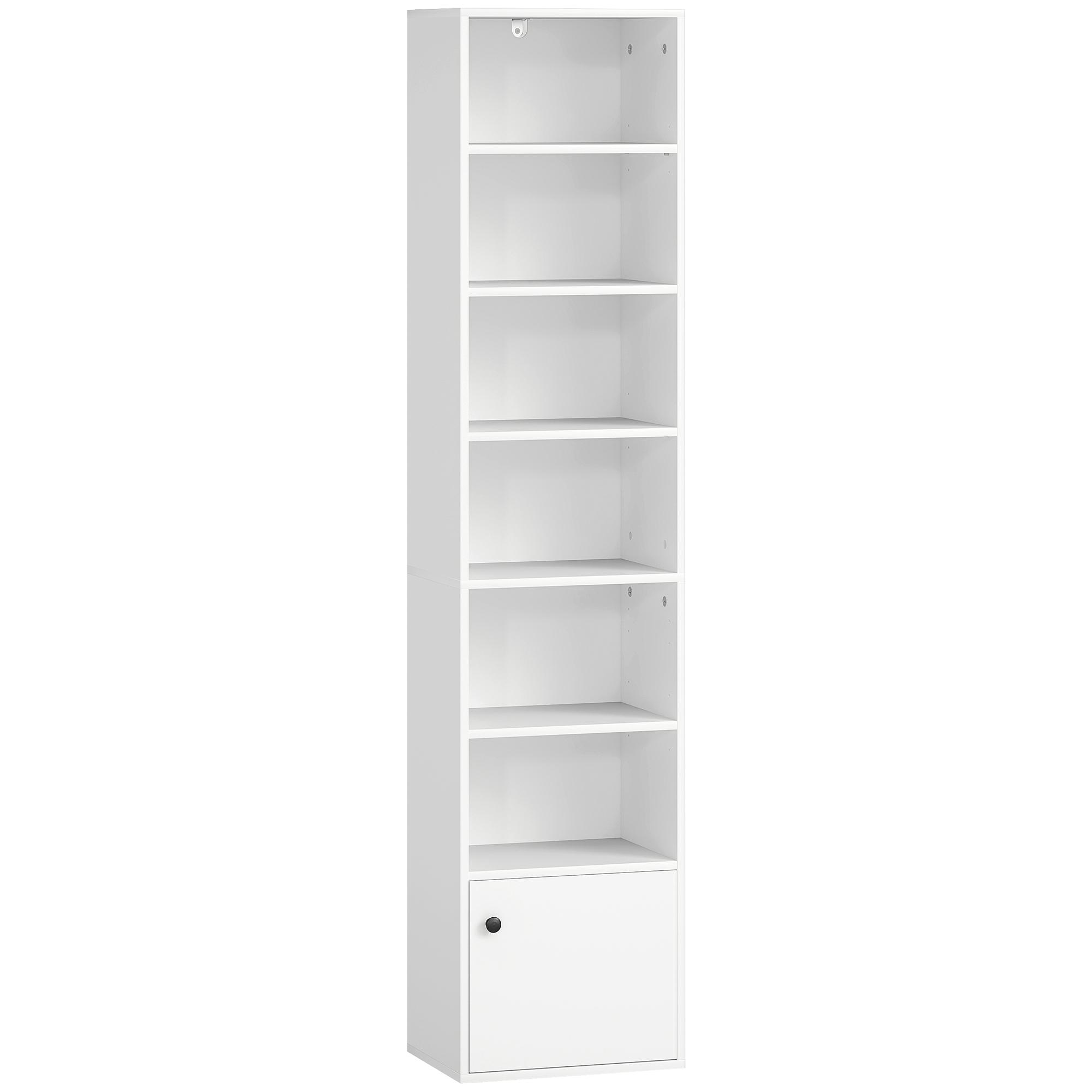 Estante de 7 Níveis Estante para Livros com Prateleiras Ajustáveis e Armário Estante Moderna 40x30x180 cm Branco
