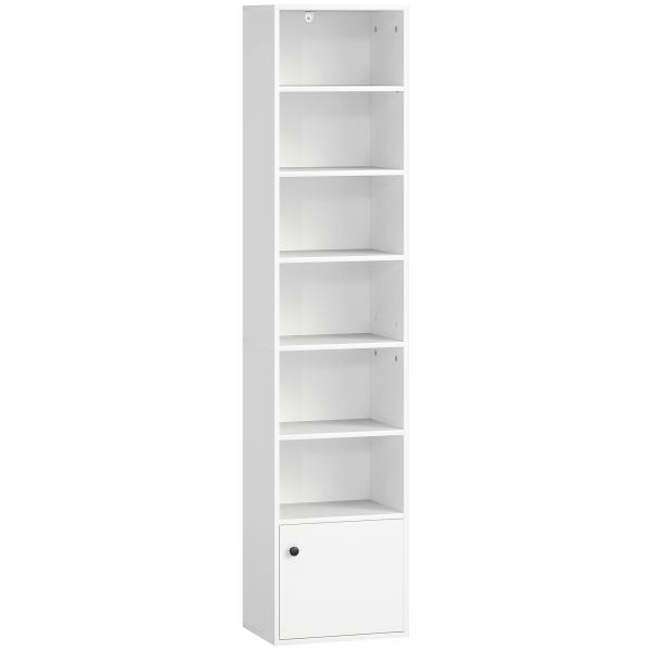 Estante de 7 Níveis Estante para Livros com Prateleiras Ajustáveis e Armário Estante Moderna 40x30x180 cm Branco