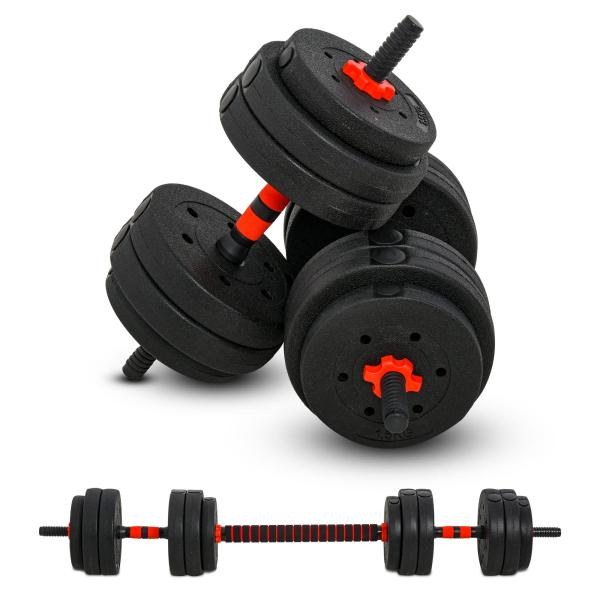 Conjunto de halteres 2 em 1 25 kg com barra ajustável Treinamento de força e levantamento de peso para ginasio preto