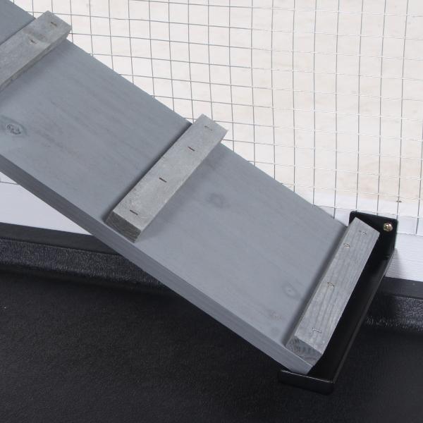 Coelheira de Madeira Exterior Gaiola para Coelhos de 2 Níveis com Teto Asfáltico 2 Cercados de Metal Bandeja Removível 3 Portas e Rampa 157,4x53x93,5 cm Cinza