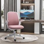 Cadeira de Escritório Giratória Função de Inclinação Altura Ajustável Ergonômica com Apoio de Braço Elevavel Carga 120 kg62,5x60x94 - 104 cm Rosa