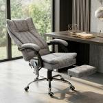 Cadeira de Escritório com 6 Pontos de Massagem Giratória Encosto Reclinável 135º Função de Aquecimento 62x67x113 - 120 cm Cinza