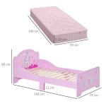 Cama Infantil Meninas c/ Barreira de Proteção 143x73 cm Carga Máx. 50kg para Crianças acima de 3 Anos Rosa