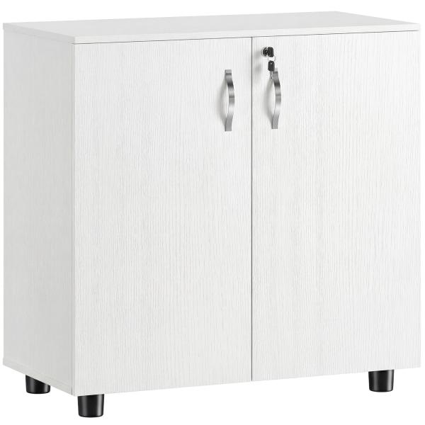 Armário Arquivador de Escritório com 2 Portas, Fechadura e Prateleiras 80x40x80 cm Branco