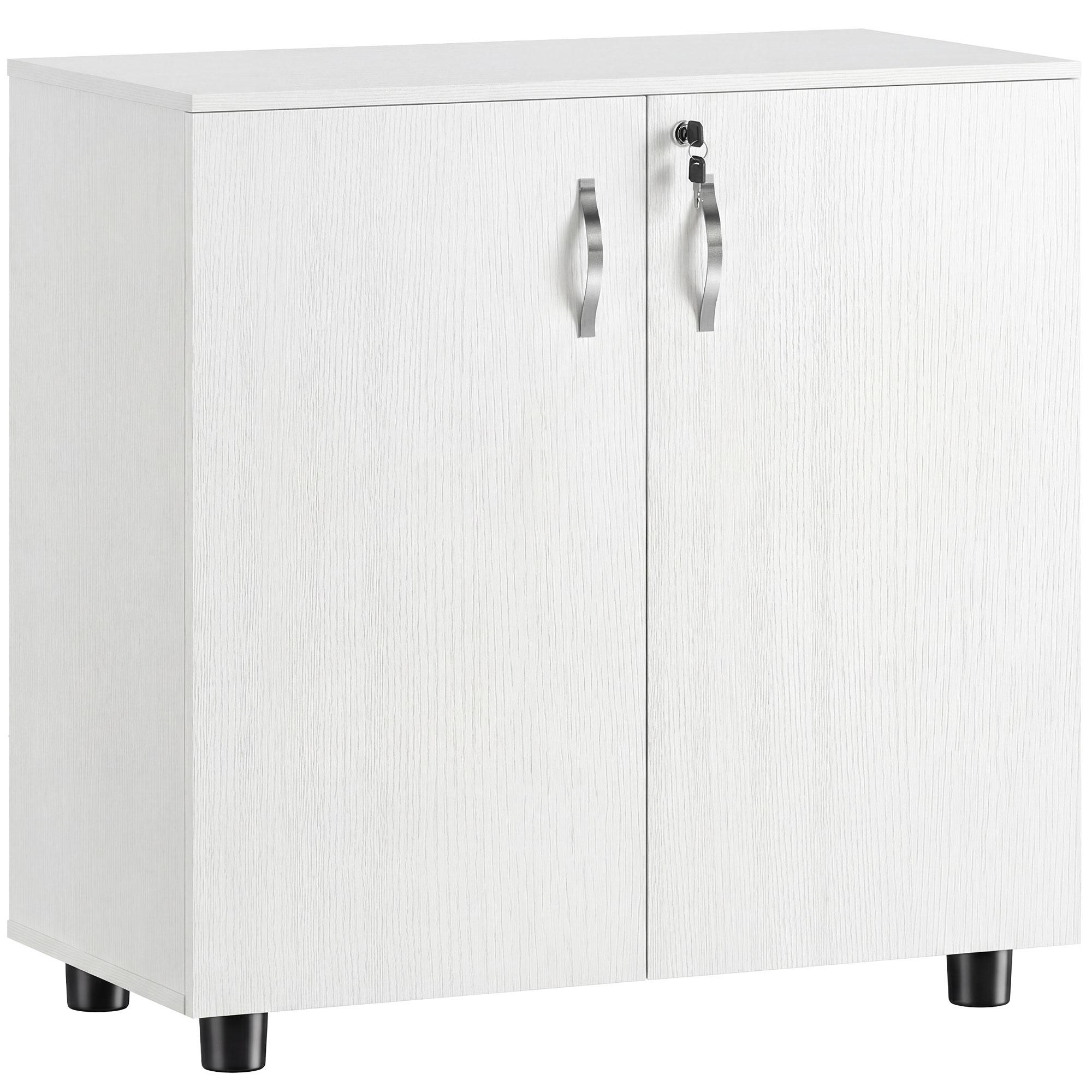 Armário Arquivador de Escritório com 2 Portas, Fechadura e Prateleiras 80x40x80 cm Branco