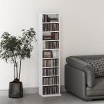 Estante para CDs e DVDs Suportes para CD Estreitos com 9 Compartimentos Prateleiras Ajustáveis 33x24x140 cm Branco