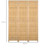 Biombo de 3 Paineis Separador de Ambientes Dobrável 120x1,8x170 cm Divisor de Ambientes com Padrão Tecido em Bambu Madeira