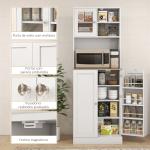 Armário de Cozinha Armário Alto de Cozinha com 3 Portas Prateleiras Ajustáveis e Prateleiras na Porta 60x35x169 cm Branco