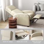 Poltrona Relax Reclinável até 160° Poltrona Reclinável Manual com Apoio para os Pés 64x86x102 cm Bege