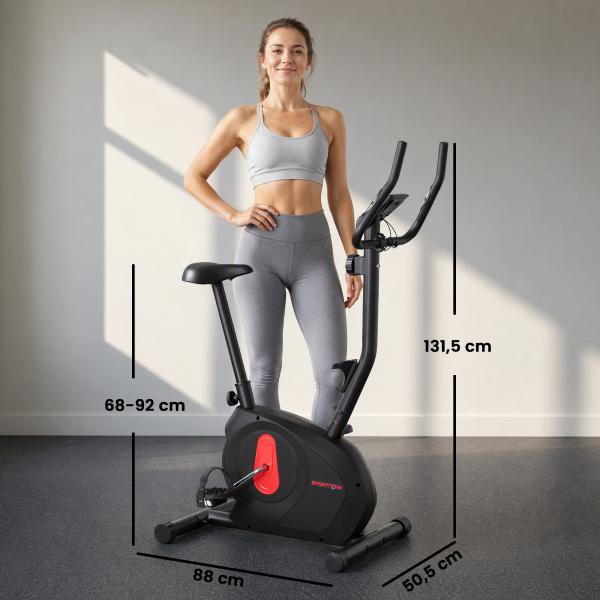 Bicicleta Estática com 8 Níveis de Resistência Magnética Sensor de Frequência Assento Ajustável Ecrã LCD 88x50,5x131,5 cm Preto