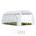 Estufa Tipo Túnel de Jardim 4x3x2m com Porta Enrolável 8 Janelas Cobertura de PE 140g/m² e Metal Galvanizado para Cultivos de Plantas Verduras Branco