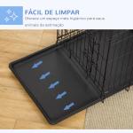 Gaiola para Cães com 2 Portas Gaiola para Animais de Estimação de Arame Dobrável com Alça de Transporte Aço 76x46x52cm Preto