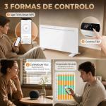 Aquecedor de Painel Inteligente 2000W, Parede ou Chão, Temporizador Semanal, Modo Janela Aberta e Anti - gelo, Branco