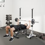 Suporte para Barras de Pesos Ajustável 2 Peças de Aço Treinamento em Casa Peso 200 kg 58,5x75,5x136 - 176 cm Prata e Preto