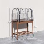 Mesa de Cultivo com Rodas 80x40x120 cm Horta Urbana Elevada com Cobertura de Estufa para Cultivar Plantas Flores Marróm