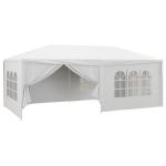 Tenda de Jardim 583x293 cm Tenda para Festas com 4 Janelas 2 Portas com Fecho de Correr 6 Paredes Laterais Branco