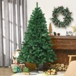 Árvore de Natal 180 cm com 1000 Ramos de PVC e Suporte de Aço Decoração de Natal para Interior Verde