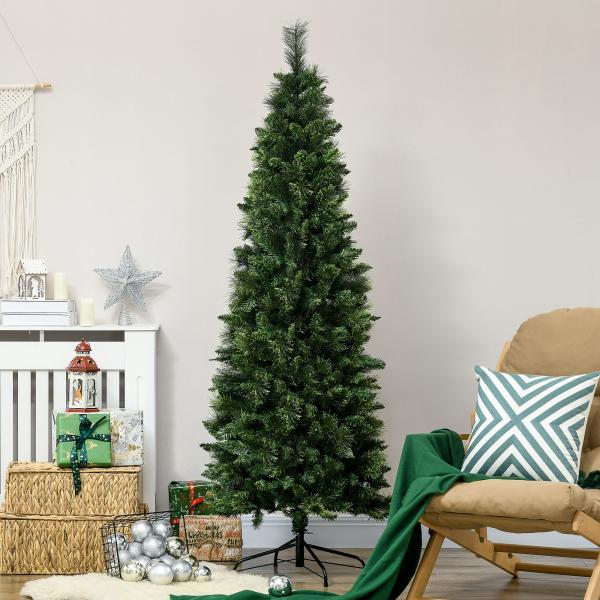 Árvore de Natal Artificial 180 cm Árvore de Natal com 648 Ramos Fácil de Montar e Base Desmontável de Aço Ø70x180 cm Verde