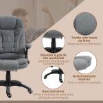 Cadeira de Escritório com 6 Pontos de Massagem Reclinável até 130° com Função de Aquecimento 68x72x110 - 120 cm Cinza