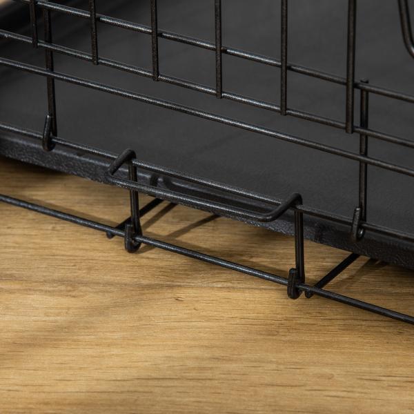 Gaiola para Cães com 2 Portas Gaiola para Animais de Estimação de Arame Dobrável com Alça de Transporte Aço 76x46x52cm Preto